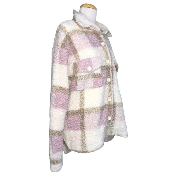 Mable Women's Sherpa Jacket Beige Pink & Brown Size Medium NWT - Picture 2 of 10